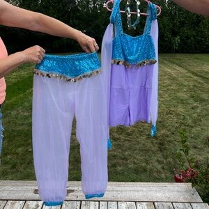 Blue and purple Genie Dance Costume with Gold Accents